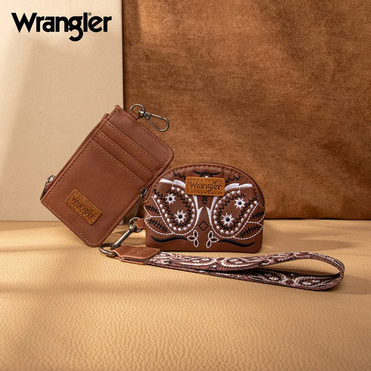 Wrangler Brown Paisley Coin Pouch Set