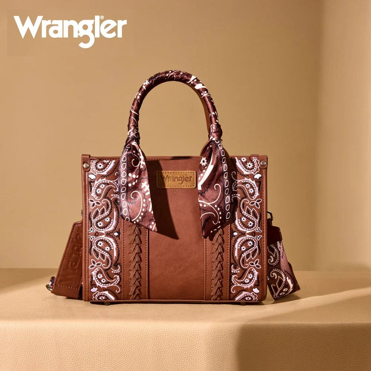 Wrangler Brown Paisley Braided Bandana Tote Bag