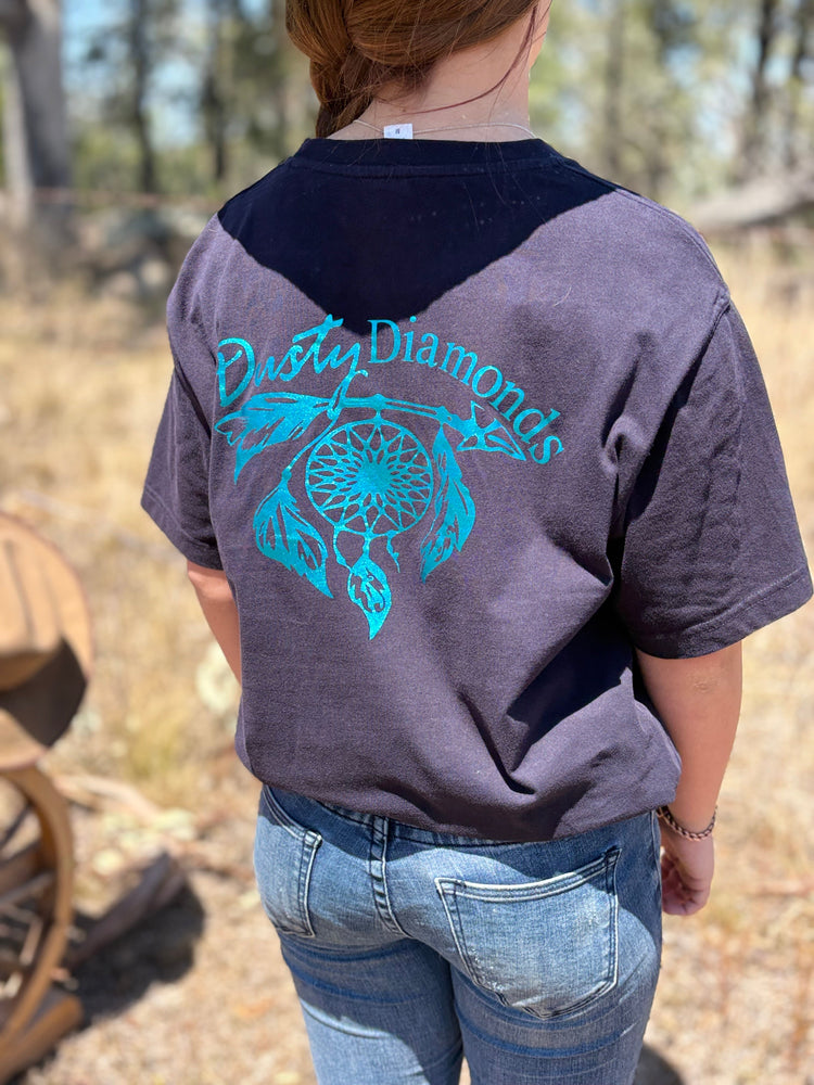Dusty Diamonds Metallic Blue Logo Shirt