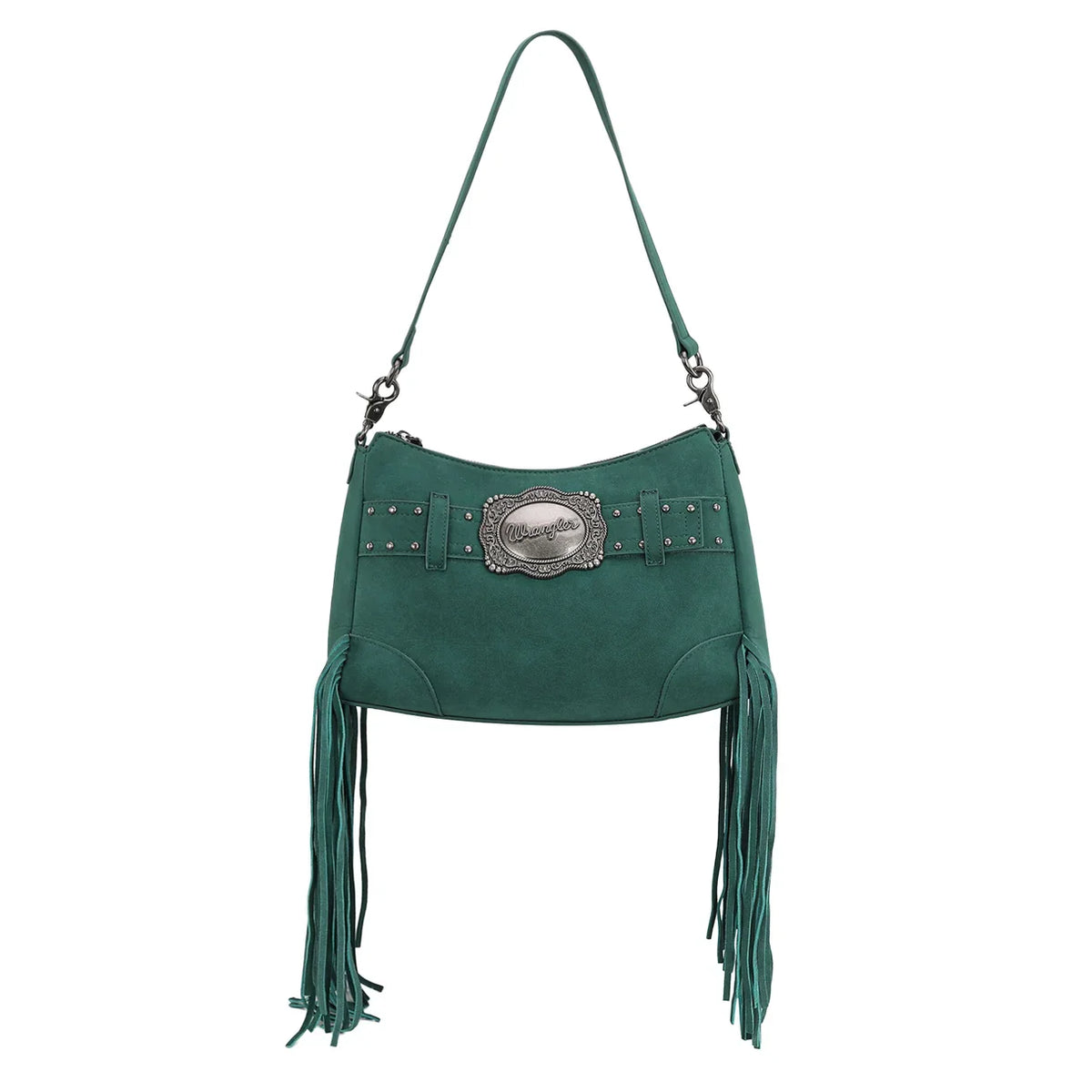 Wrangler Teal Fringe Buckle Collection Crossbody Bag