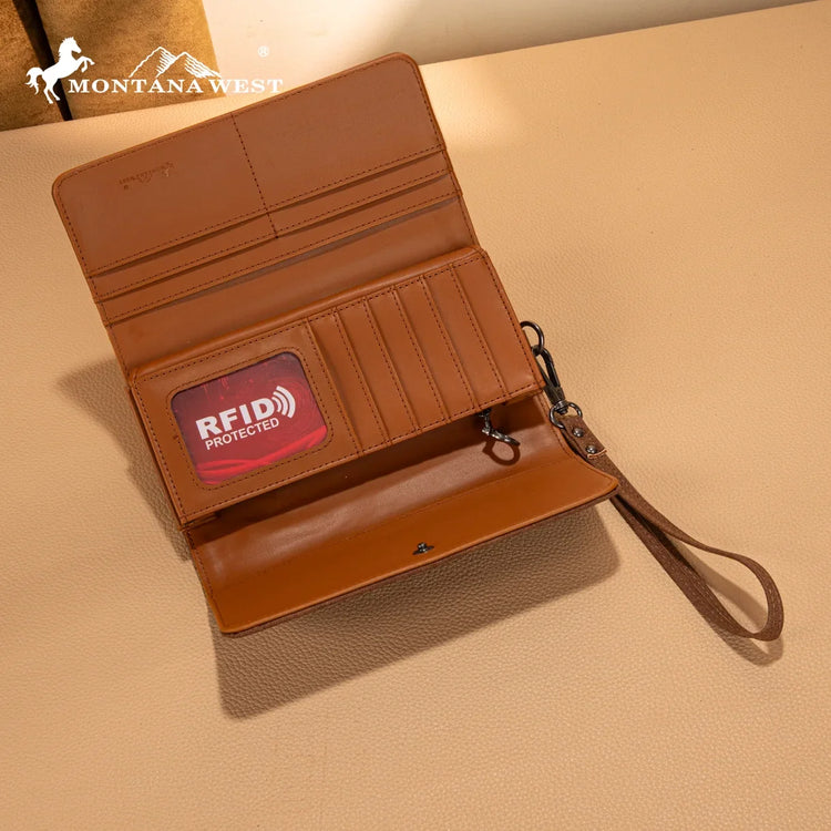 Montana West Brown Embroidered Collection Wallet