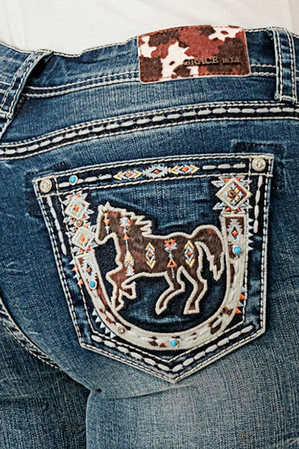 Ella Aztec Horse Grace In La Youth Girls Bootcut Jeans Size 8 SALE