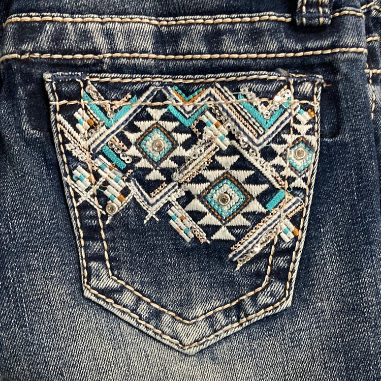 Turquoise Aztec Grace In LA Youth Girls Bootcut Jeans Size 7 & 8 SALE