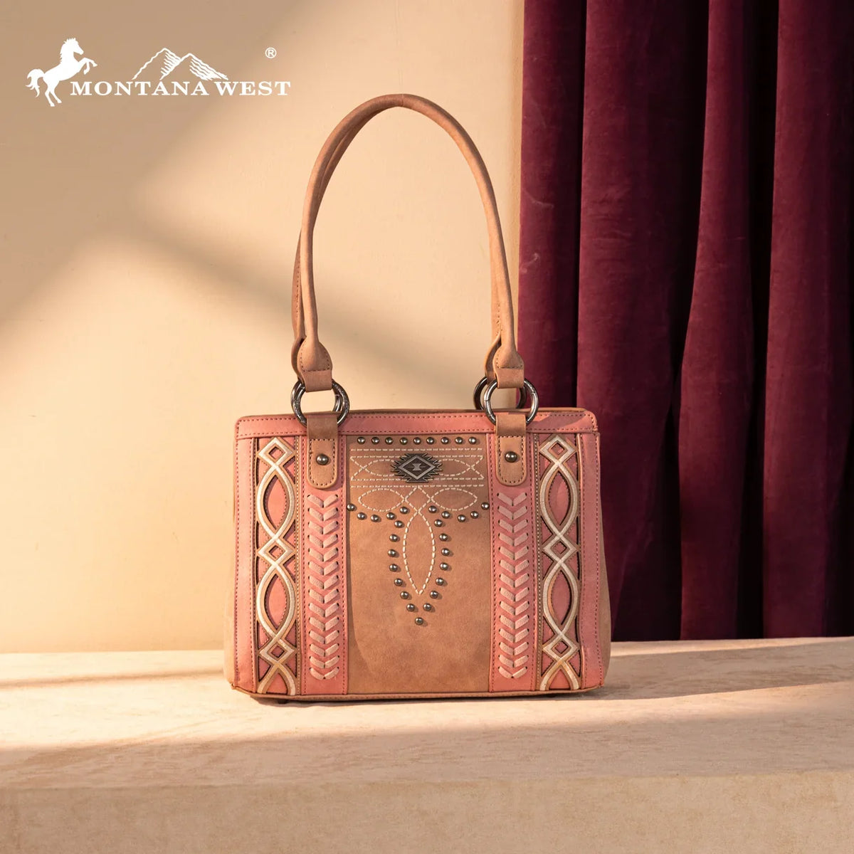 Montana West Pink Cut Out Collection Tote Handbag