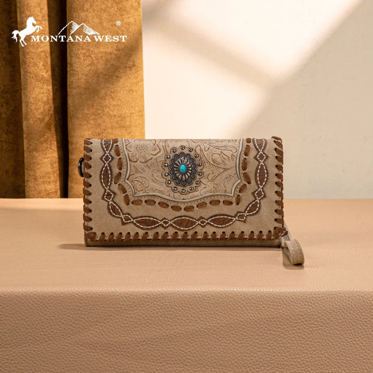Montana West Tan Concho Collection Wallet