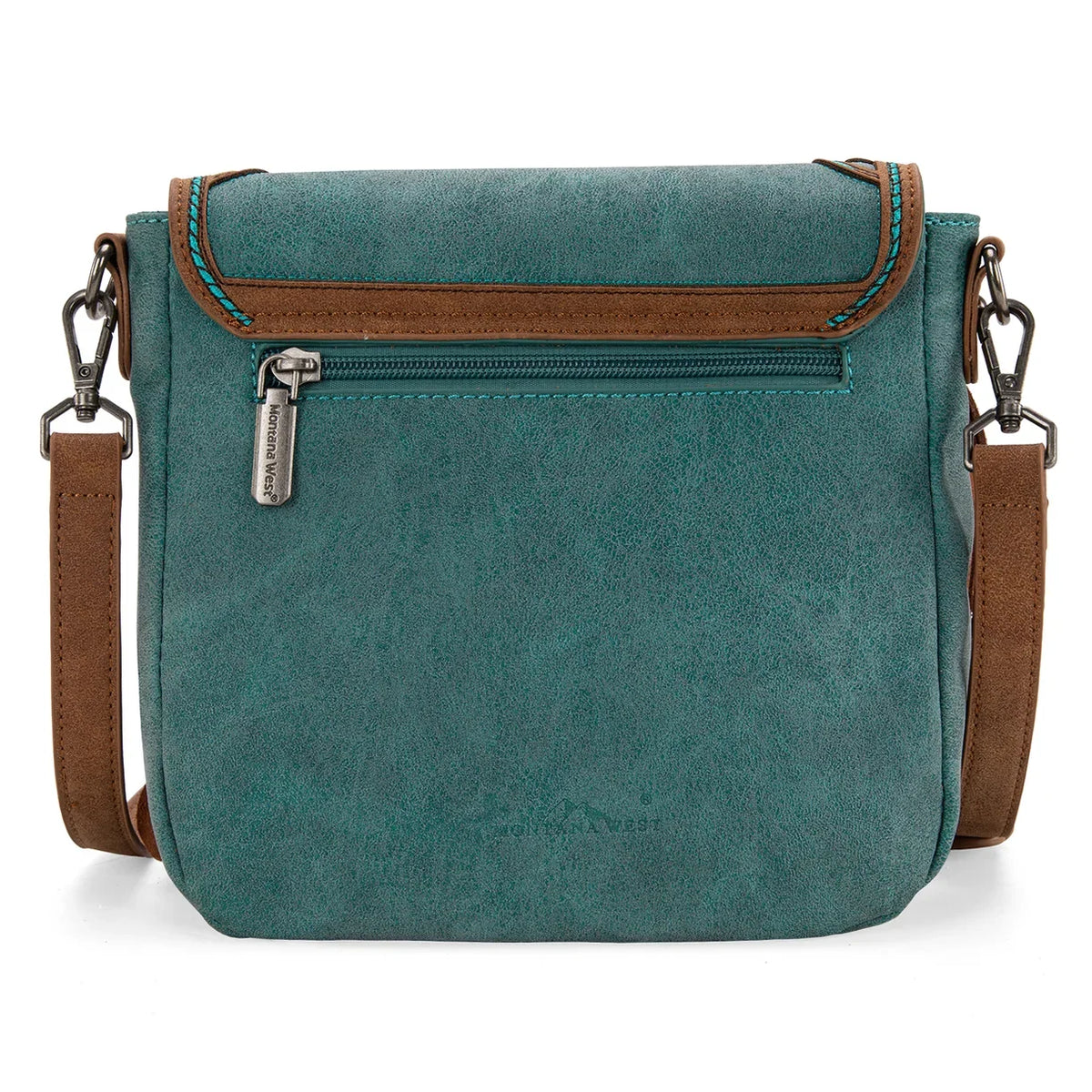 Montana West Turquoise Embroidered Collection Saddle / Crossbody Handbag