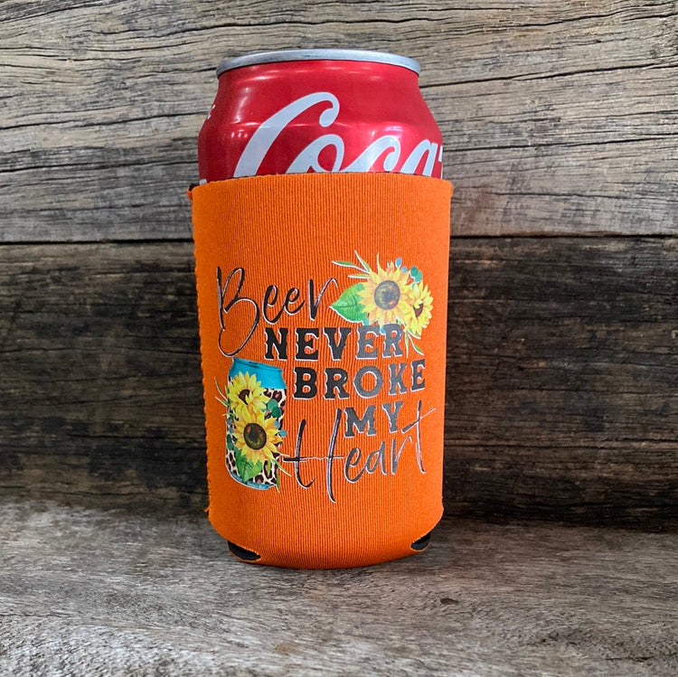 Beer Never Broke My Heart Orange AWW Graphic Stubby Cooler
