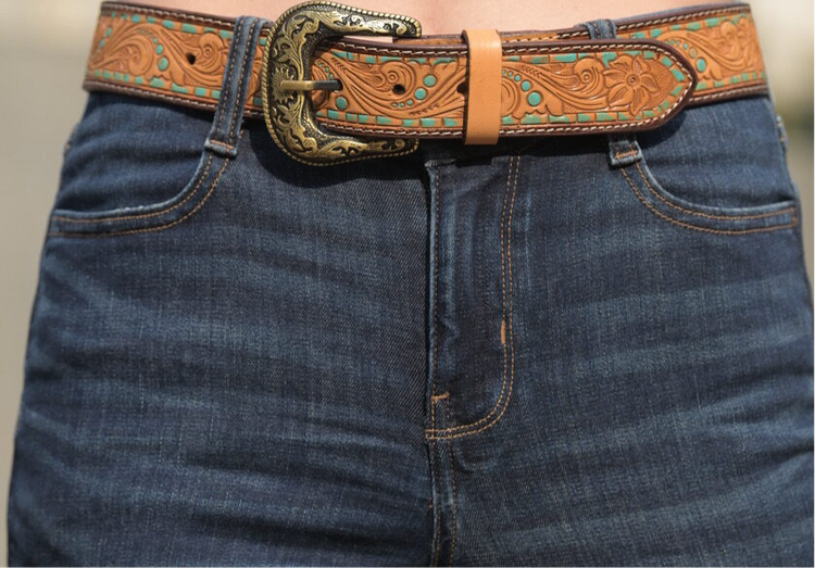 Turquoise Stitch Genuine Leather Belt