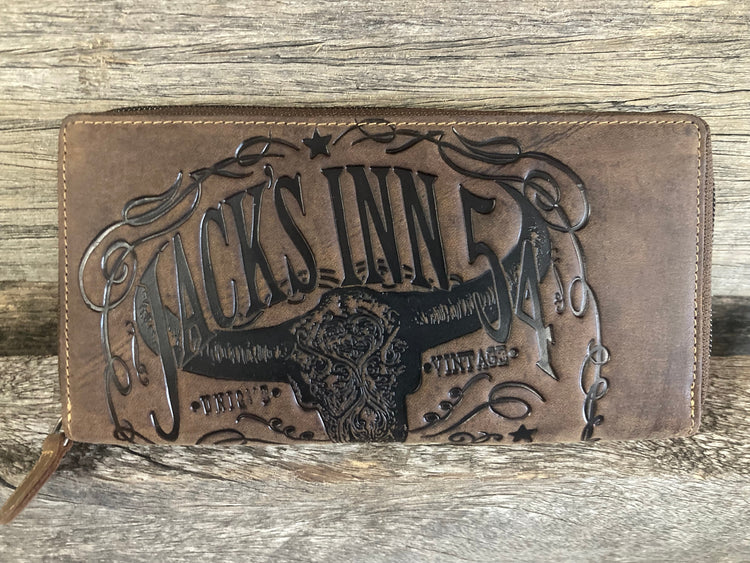 Jack's Inn 54 Longhorn Go Bad Or Go Home Leather Wallet SALE