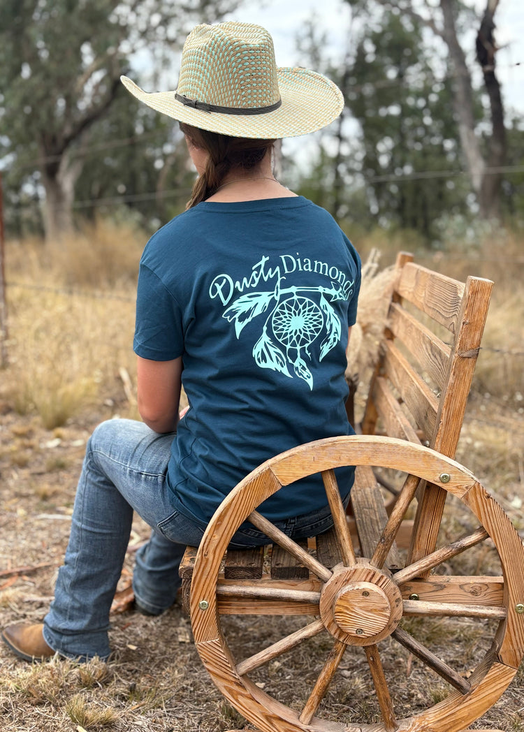 Dusty Diamonds Teal Glow Logo Shirt