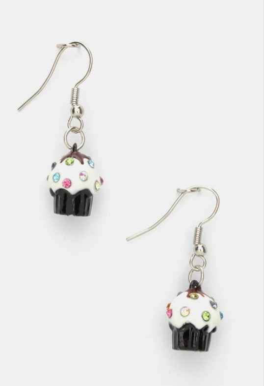 Black Cupcake Hook Earrings