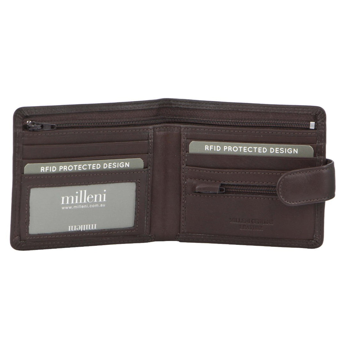 Milleni Leather Mens Zip Notes Tab RFID Protection Wallet - VARIOUS COLOURS