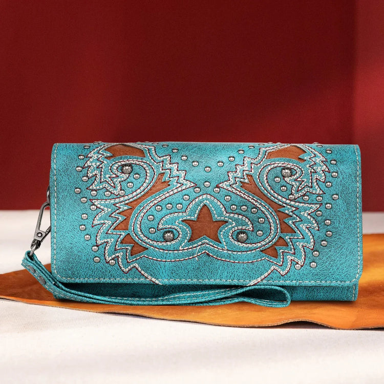 Montana West Turquoise Boot Scroll Collection Wallet