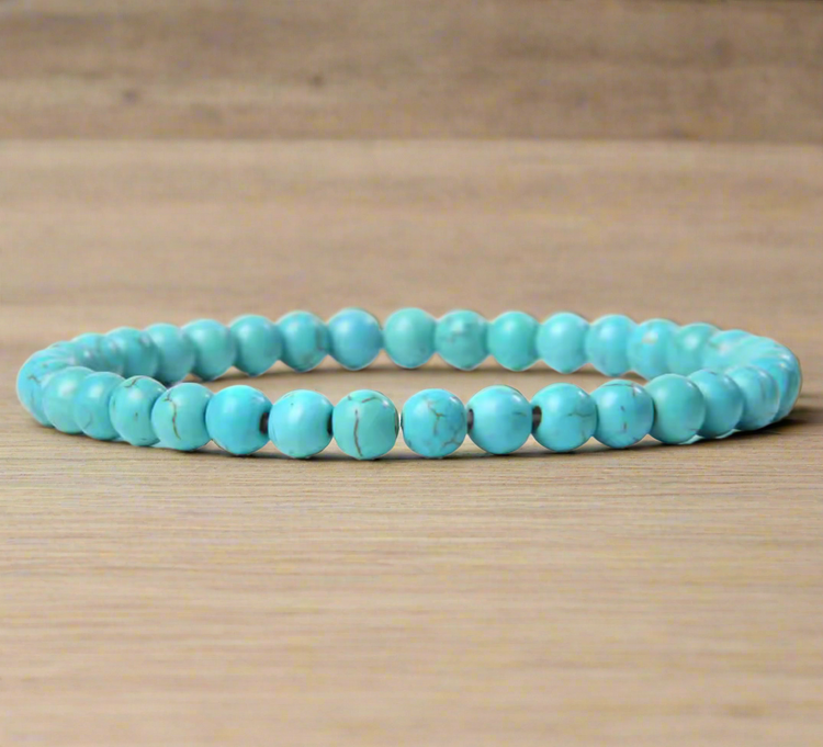 Turquoise Stone Stretch Bracelet- Small Size Bead