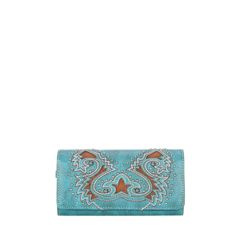 Montana West Turquoise Boot Scroll Collection Wallet