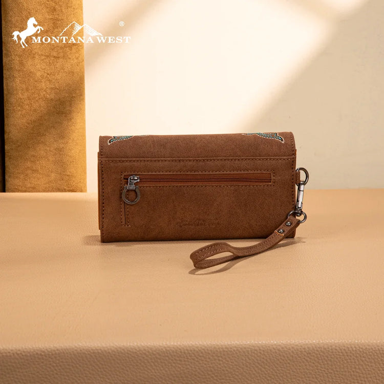Montana West Brown Embroidered Collection Wallet