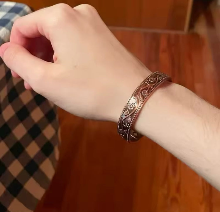 Floral Tooled Look Copper Cuff