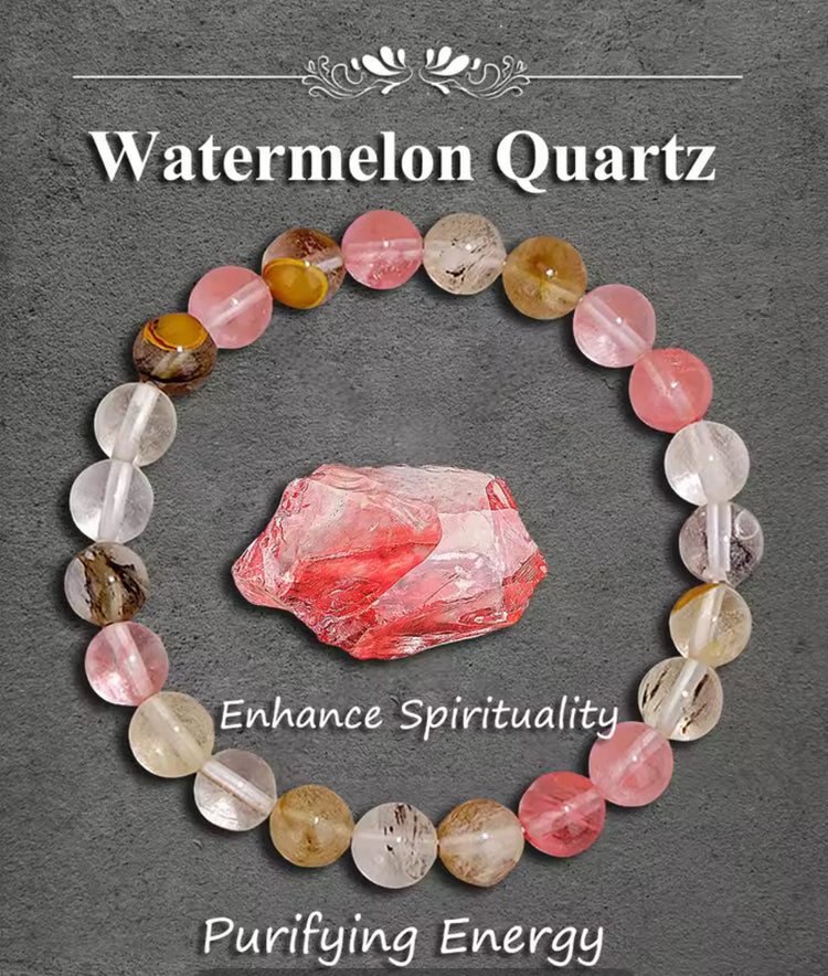 Watermelon Quartz Small Stone Stretch Bracelet