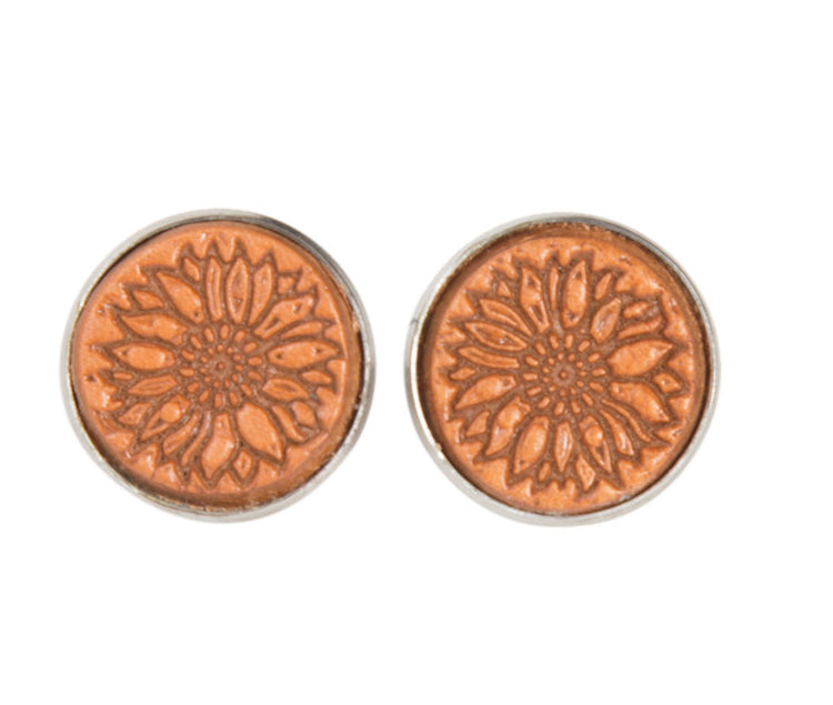 Tooled Sunflower Earrings