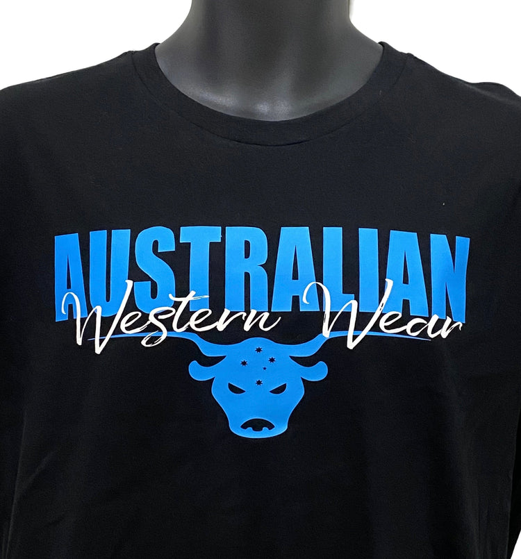 Black/Blue Men's AWW Logo Short Sleeve Shirt SzXS & 3XL Left SALE