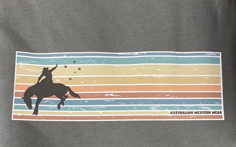 Sunset Cowboy Teen Boys Charcoal AWW SS Graphic Shirt SALE