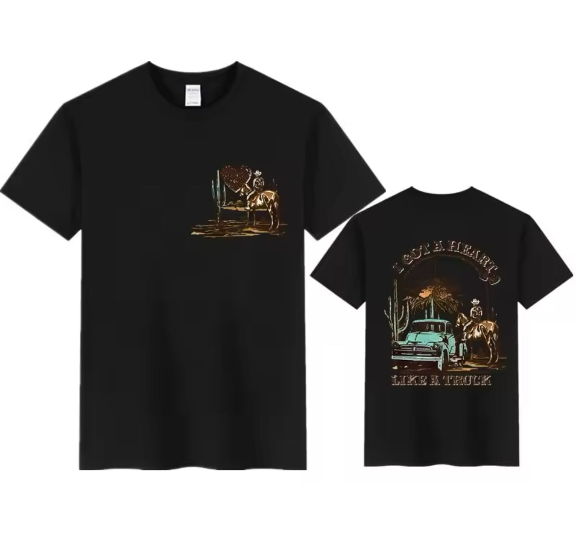 Black Heart Like A Truck Ladies Graphic Shirt AU 10 SALE