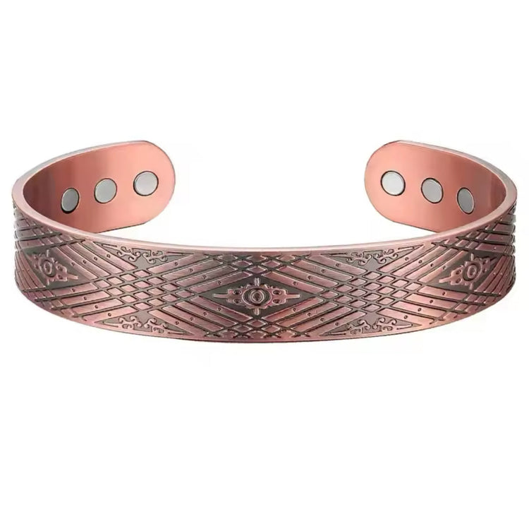 Aztec Wide Copper Cuff