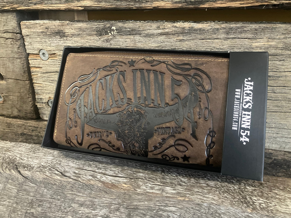 Jack's Inn 54 Longhorn Go Bad Or Go Home Leather Wallet SALE
