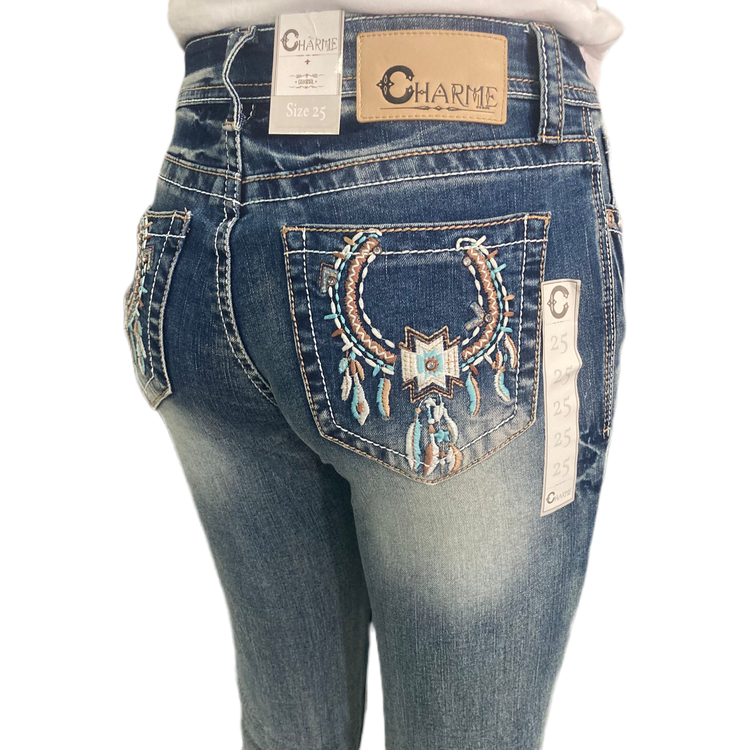 Horse Shoe Dreamcatcher Charme Midrise Easyfit Bootcut Jeans US32 SALE