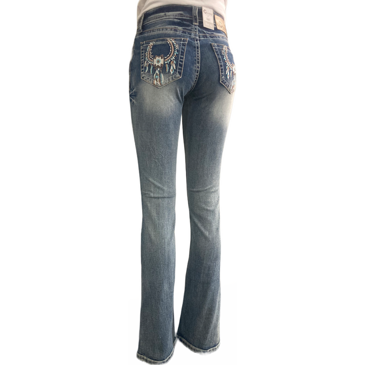 Horse Shoe Dreamcatcher Charme Midrise Easyfit Bootcut Jeans US32 SALE