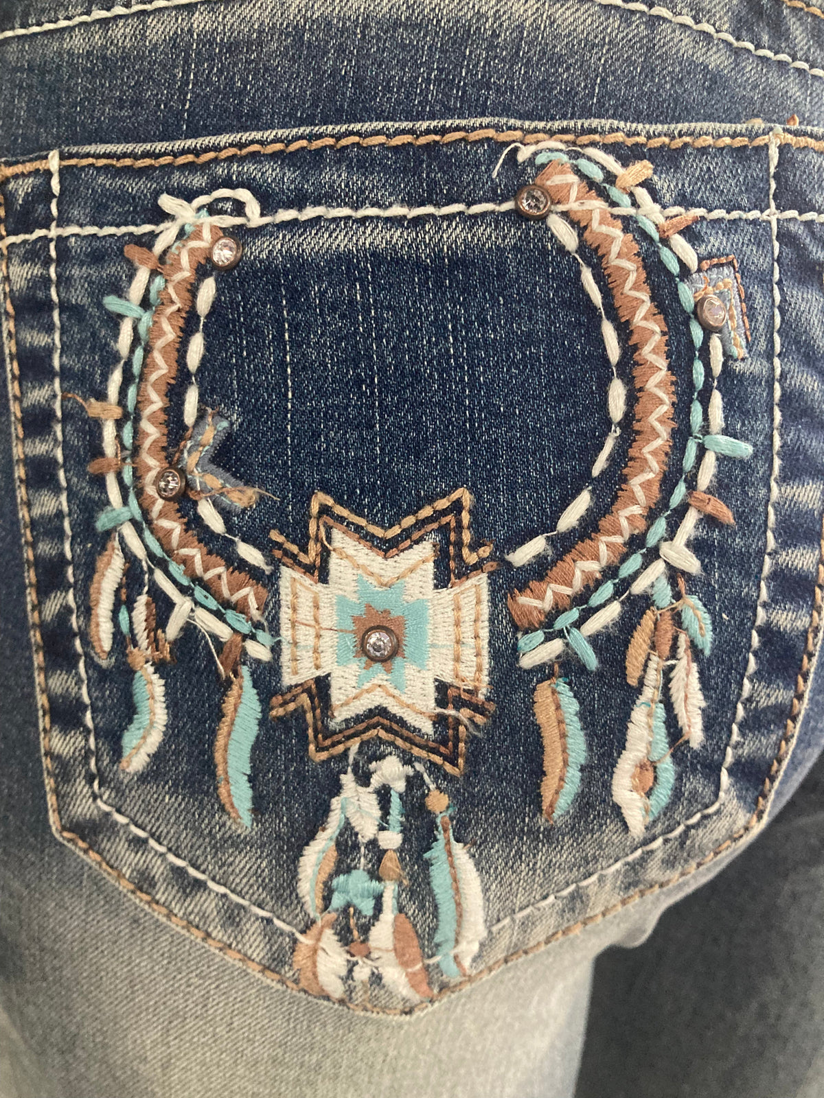 Horse Shoe Dreamcatcher Charme Midrise Easyfit Bootcut Jeans US32 SALE