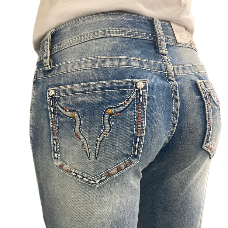 Proud Longhorn Hipster Bootcut Grace In LA Light Denim Jeans AU 10 & 16 SALE