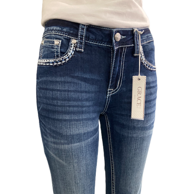 Rearing Horse Grace In LA Mid-Rise Easyfit Bootcut Jeans US28 Left SALE