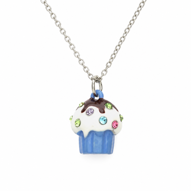 Blue Cupcake Necklace