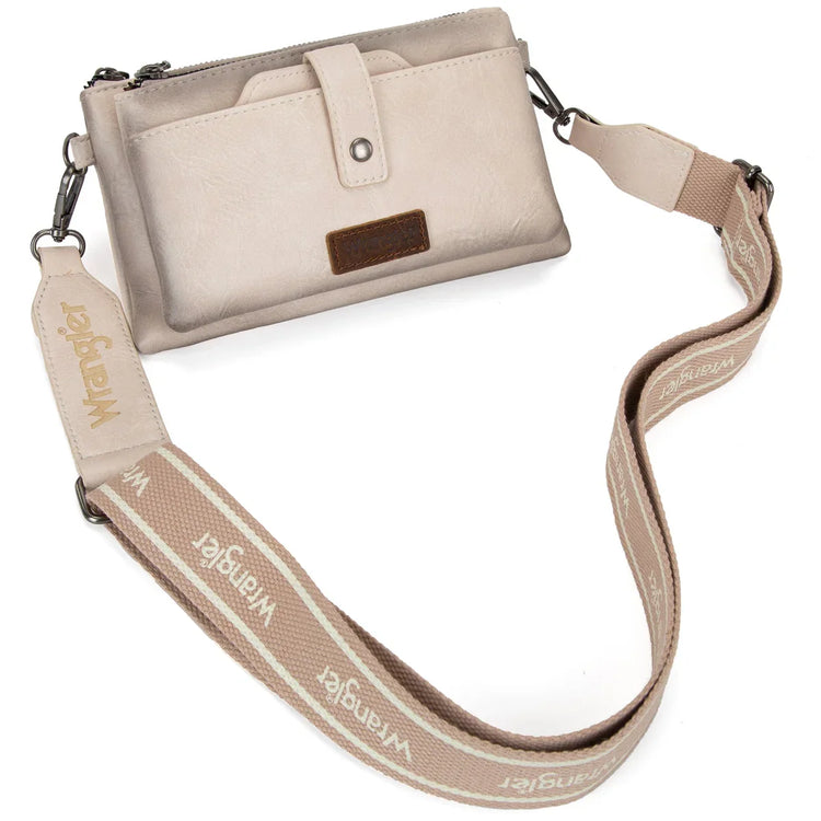 Wrangler Dual Zipper Tan Crossbody Wallet Bag SALE
