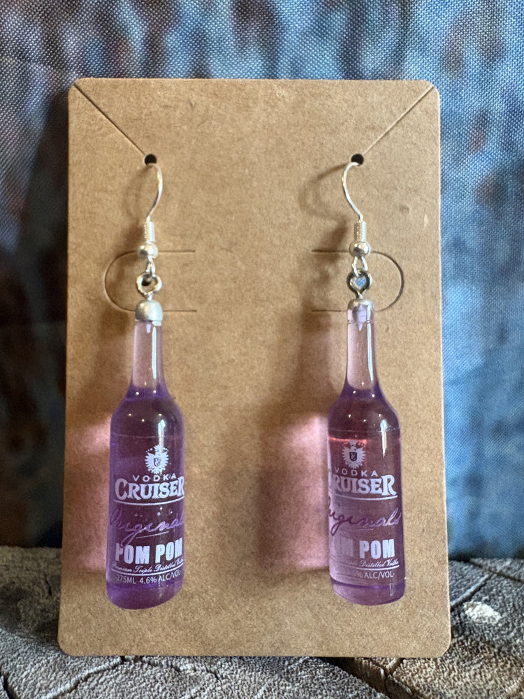 Purple Cruiser Bottle Sterling Silver Hook Earrings