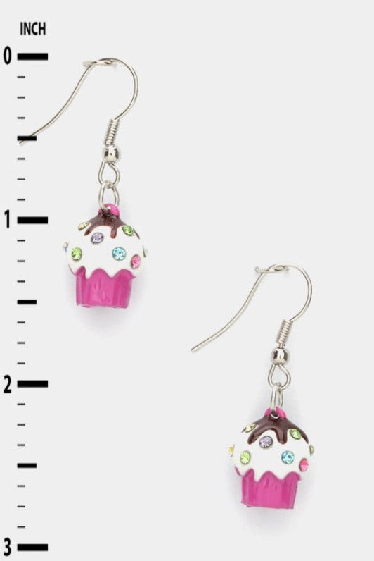 Pink Cupcake Hook Earrings