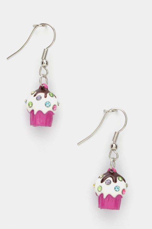 Pink Cupcake Hook Earrings