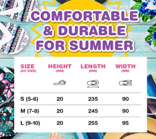 Ladies Pink Blue Hibiscus Printed Design Thongs SALE