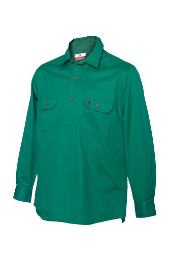 Emerald Green Half Button Long Sleeve 100% Cotton Nungar Boys Workshirt AU12 ON SALE
