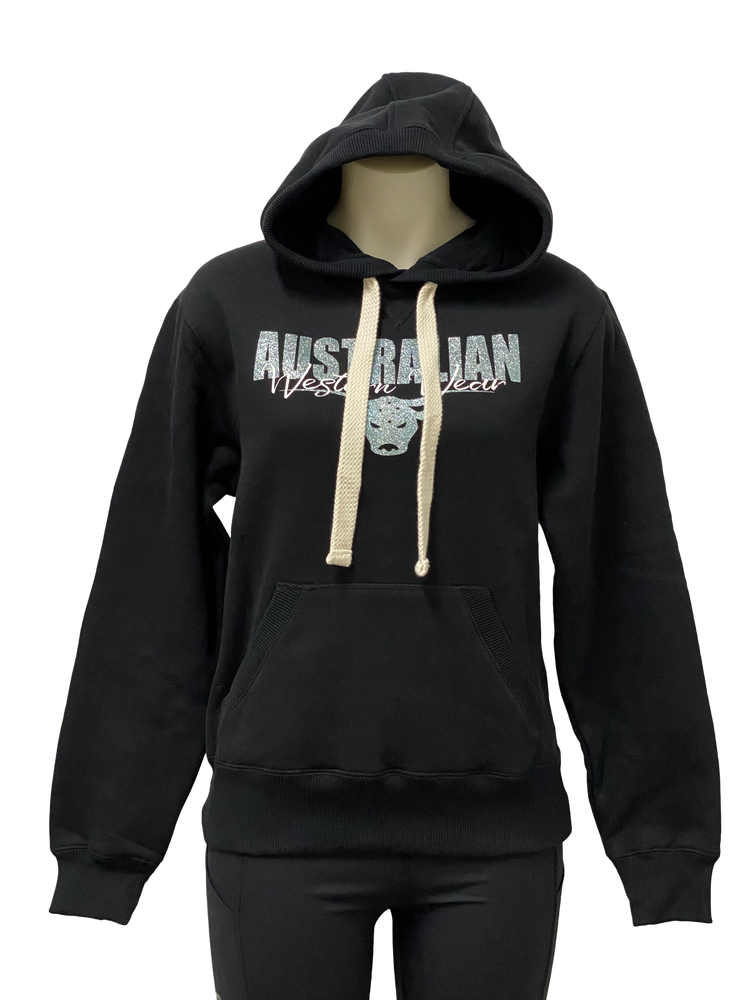 AWW Black/Turquoise Glitter Thick Fleece Hoodie SALE - AU6 Left