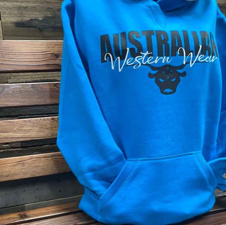 Blue Ladies AWW Black/White Logo Thick Fleece Hoodie SALE AU10 Left