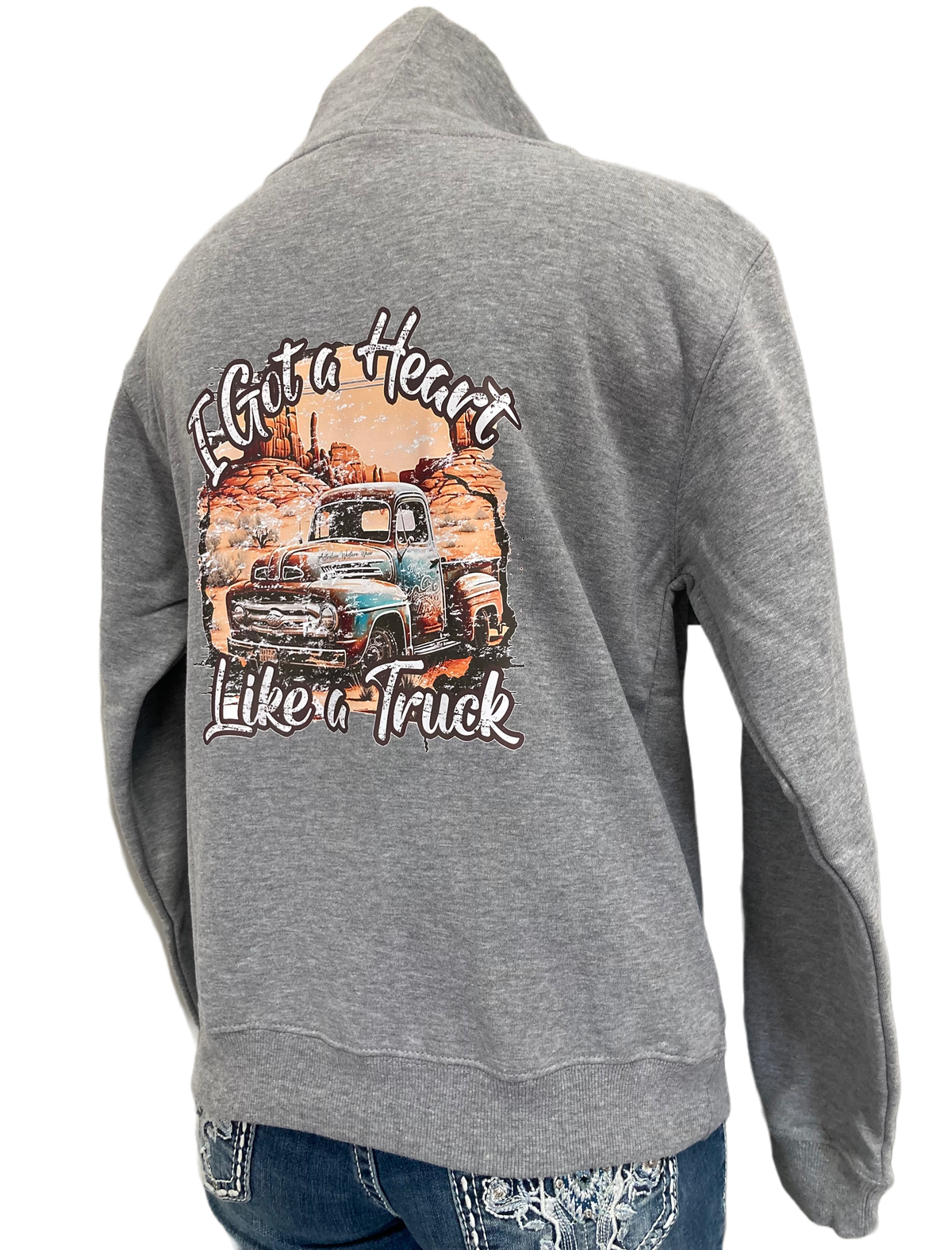 Heart Like A Truck Ladies Grey AWW Hoodie AU8 Left SALE