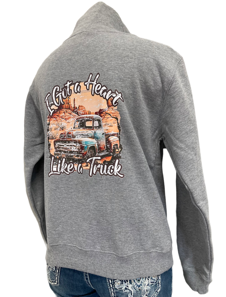 Heart Like A Truck Ladies Grey AWW Hoodie AU8 Left SALE