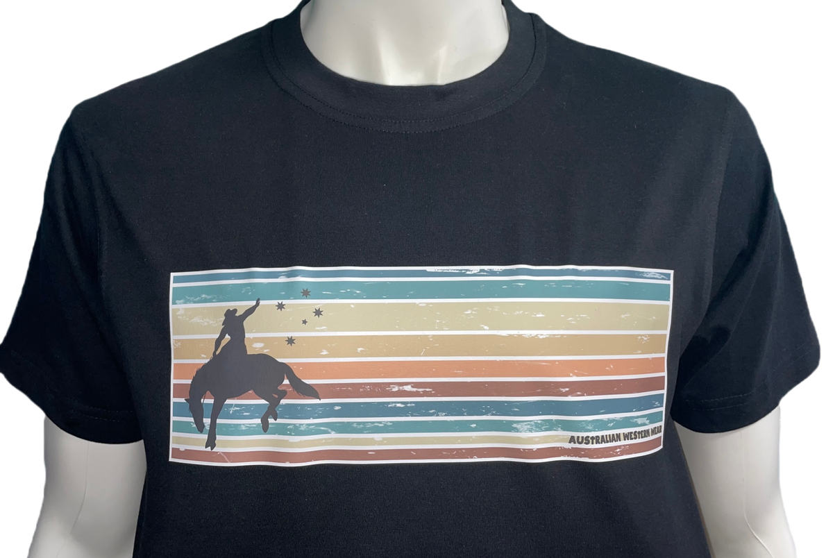 Sunset Cowboy Men's Black AWW SS Graphic Shirt SALE