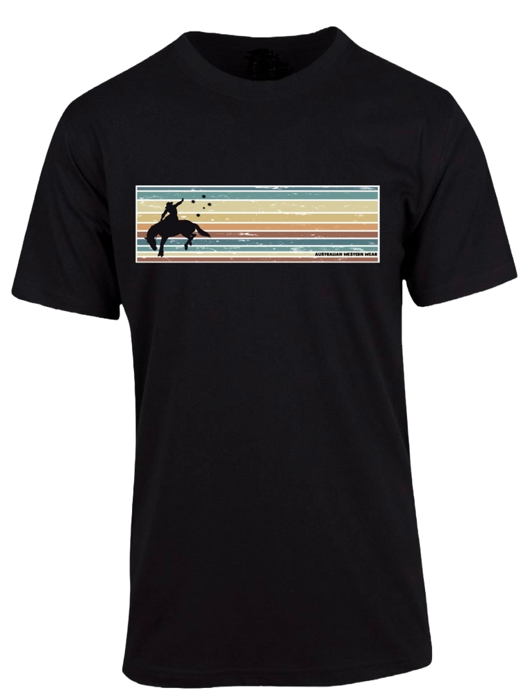Sunset Cowboy Men's Black AWW SS Graphic Shirt SALE