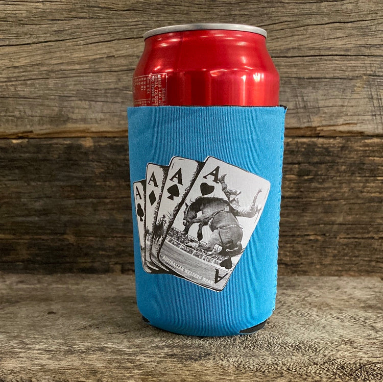 Bronc Cards Turquoise AWW Graphic Stubby Cooler NEW