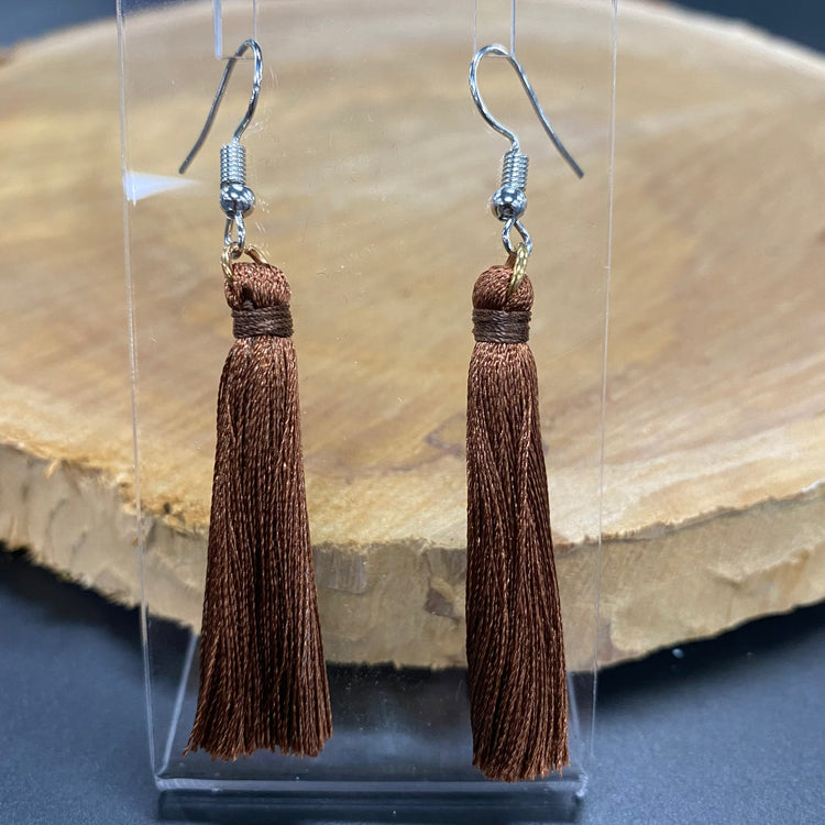Brown Tassel Earrings 1.5 Inch SALE