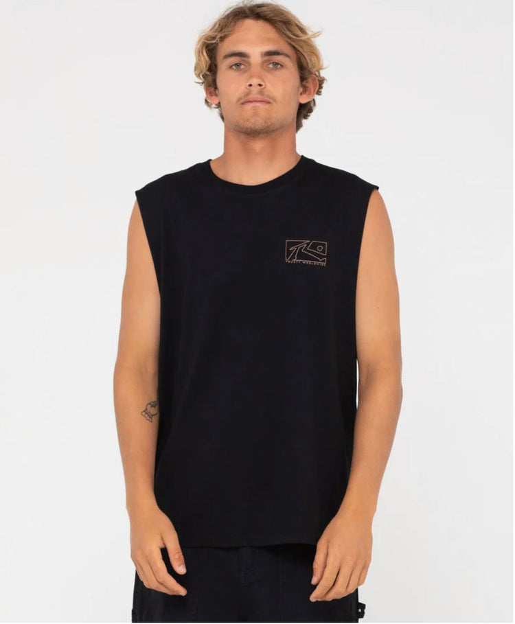 Teen Boys Rusty Black Boxed Out Muscle Tank Sz10 Left SALE