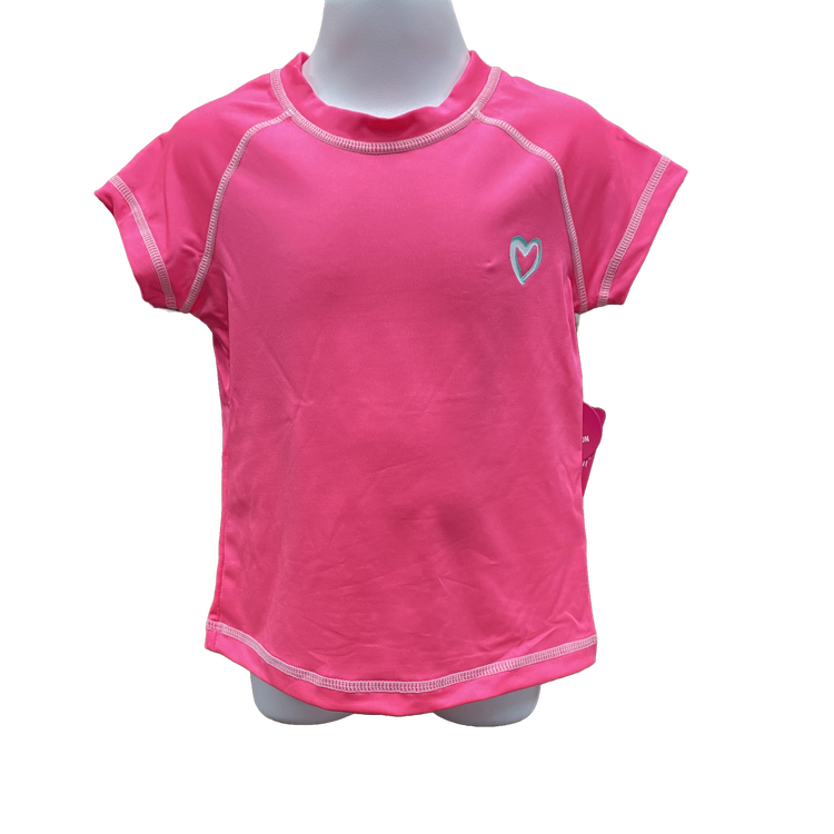 Toddler Girls Hot Pink Short Sleeve Rash Swim Shirts - sizes 2-6x left ON SALE